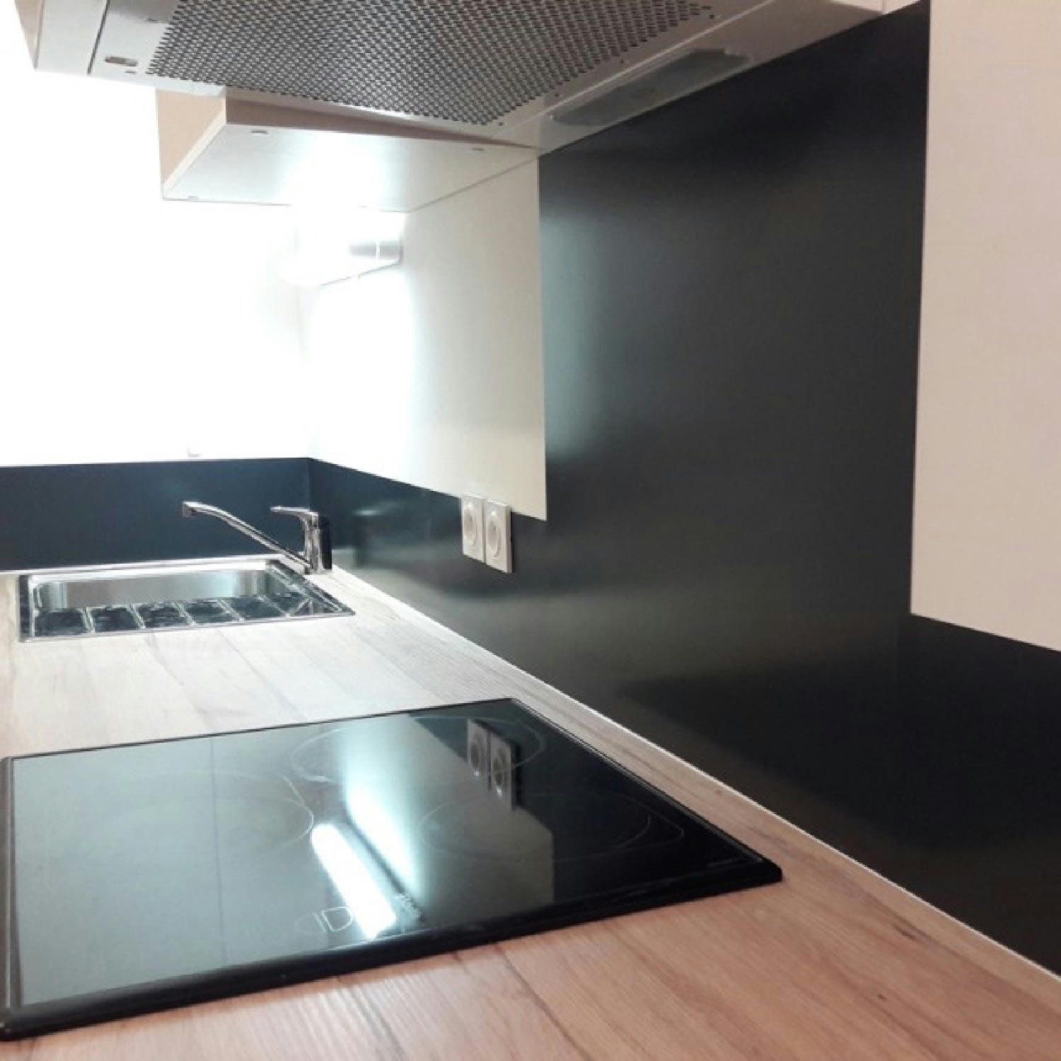 ARDOISE RAL - Crédence cuisine Fond de hotte ALU L60xH70cm Gris Uni Ardoise