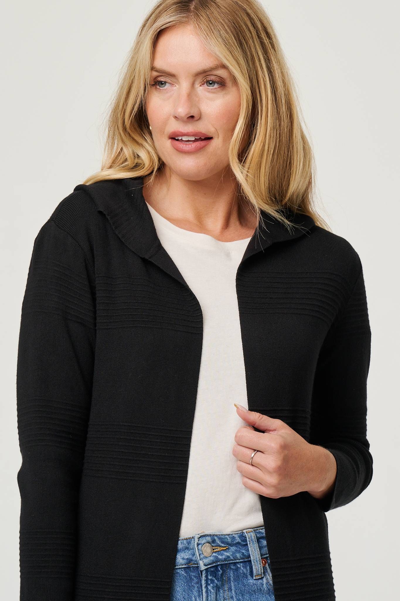 Izabel London Hooded Open Front Longline Coat