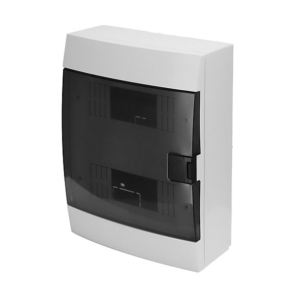 Coffret électrique en saillie 16 modules Tableau électrique nu blanc fumé, 215 x 290,5 x 110 mm, HOROZ