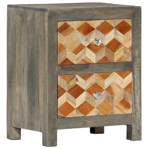 NNEVL Bedside Cabinet Grey 40x30x50 cm Solid Mango Wood