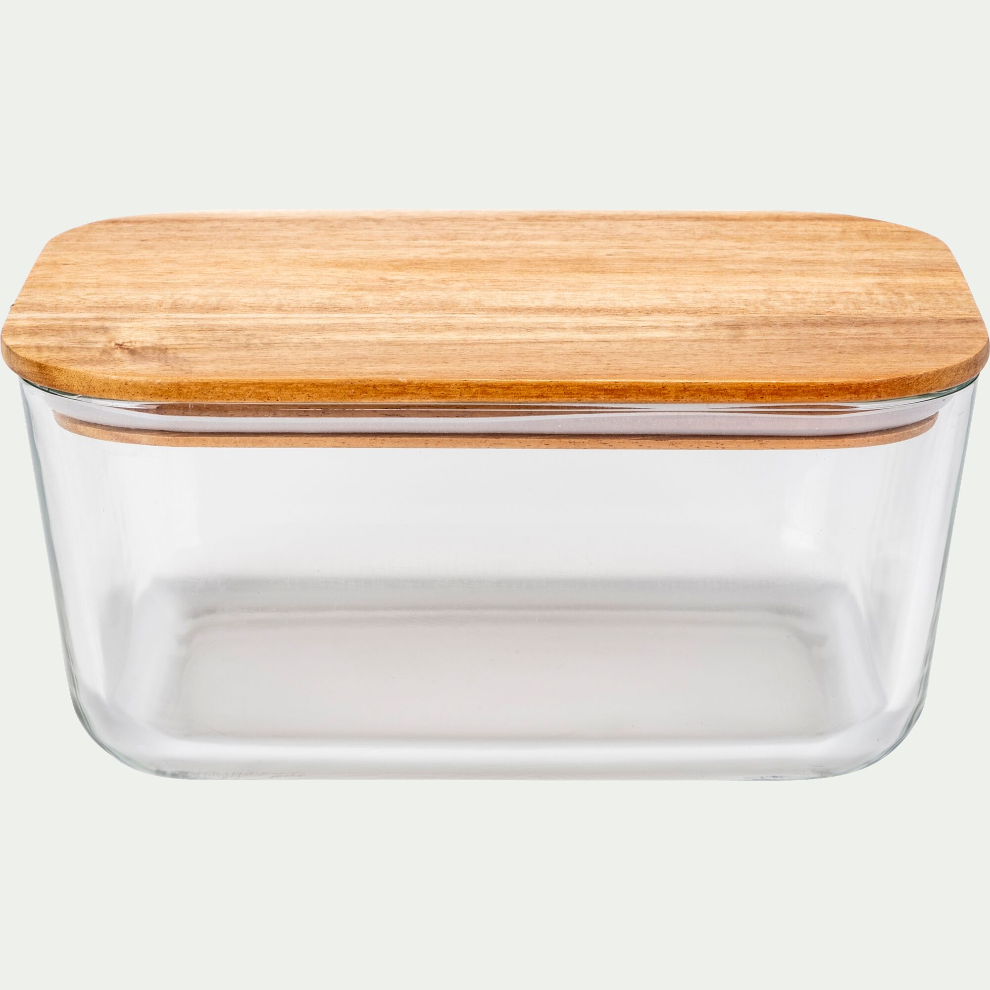 SAPAN - Boîte rectangulaire en verre couvercle en bois H9cm