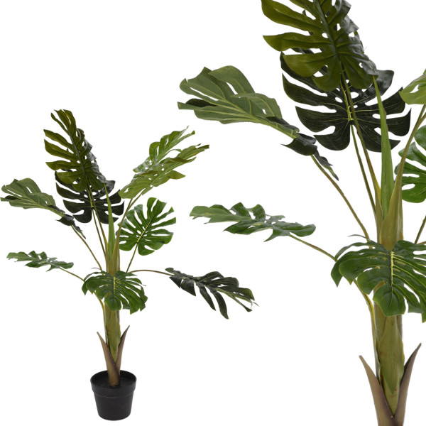 Sztuczna Monstera 110 cm w czarnej donicy realistyczna roślina dekoracyjna