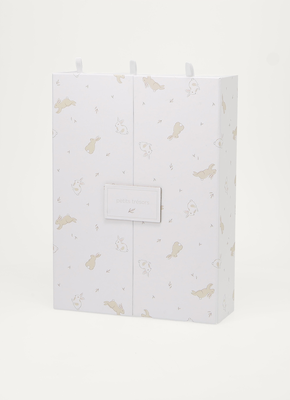 BOÎTE DE RANGEMENT MOTIF LAPINS ECRU