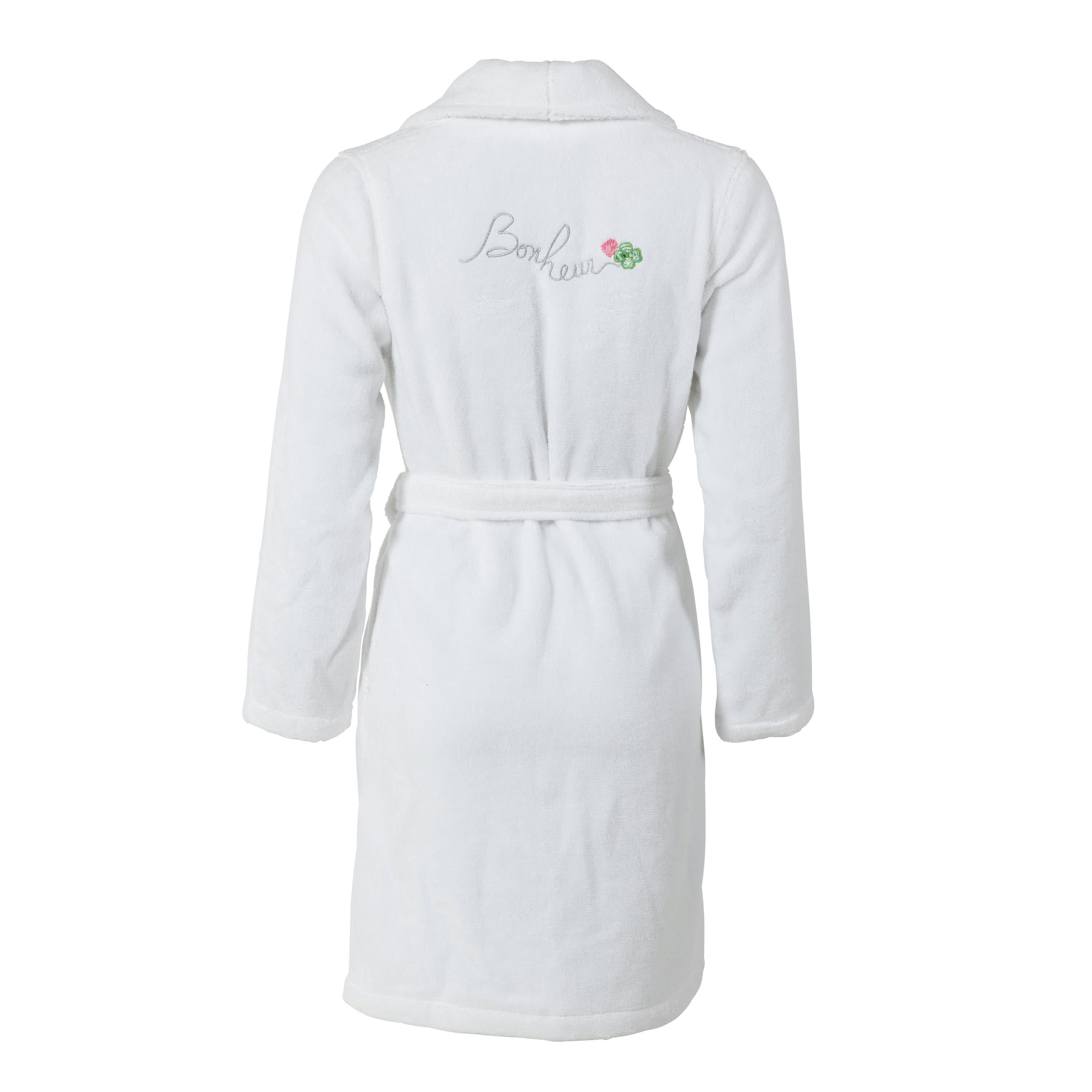 ELOGES - Peignoir femme bouclette de coton col châle blanc