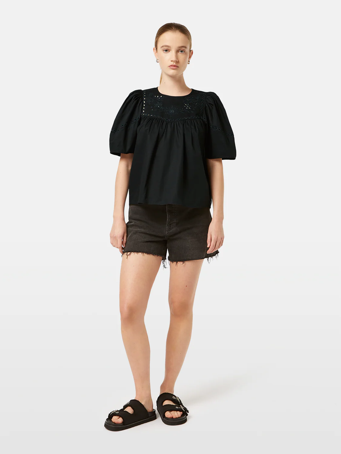 Cotton-Twill Embroidered Top