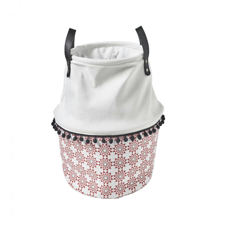 MERIDA - Panier à linge blanc et terracotta