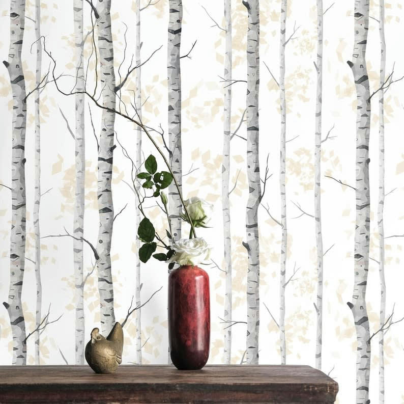 NATURA - Papier Peint Forêt de Bouleaux Noir et Blanc 250x200 cm