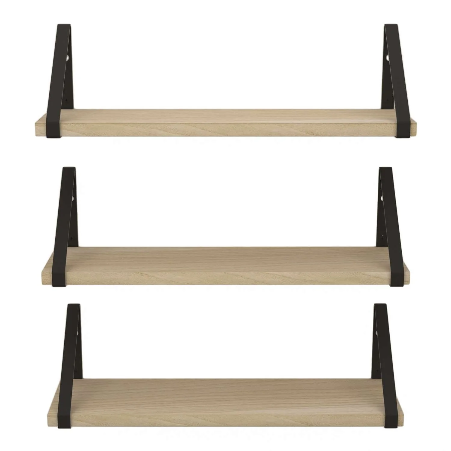 Wallniture Ponza 17x4.5 Floating Wood Shelves, Living Room Wall Shelves