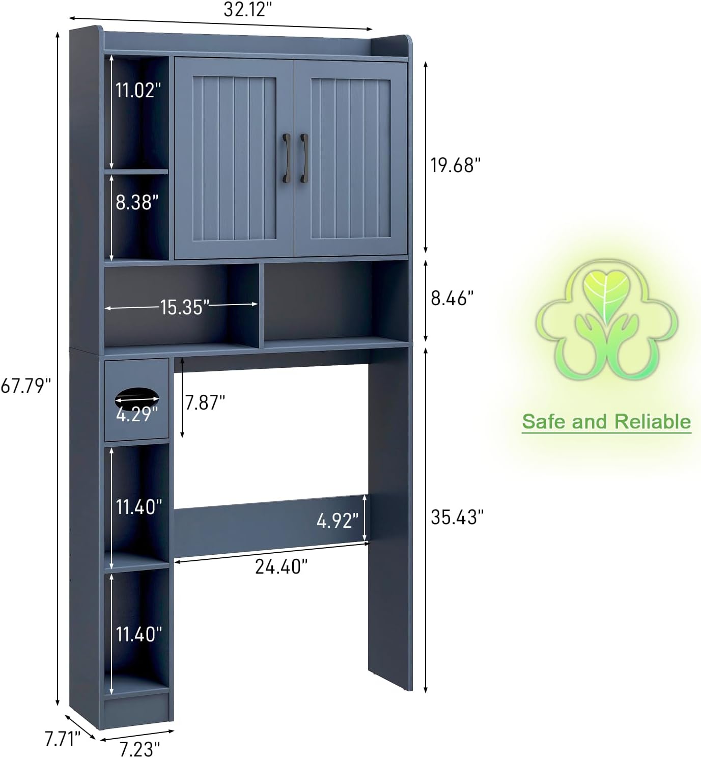 Vabches Over The Toilet Storage Cabinet, Farmhouse Storage Cabinet Over Toilet with Barn Door，Home Space-Saving Toilet Rack, for Bathroom, Restroom, Laundry