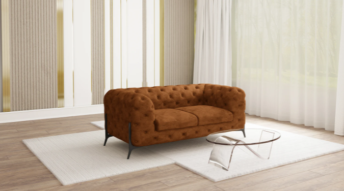Ropez Chelsea Bis sofa 2 pikowana brązowa nogi czarne