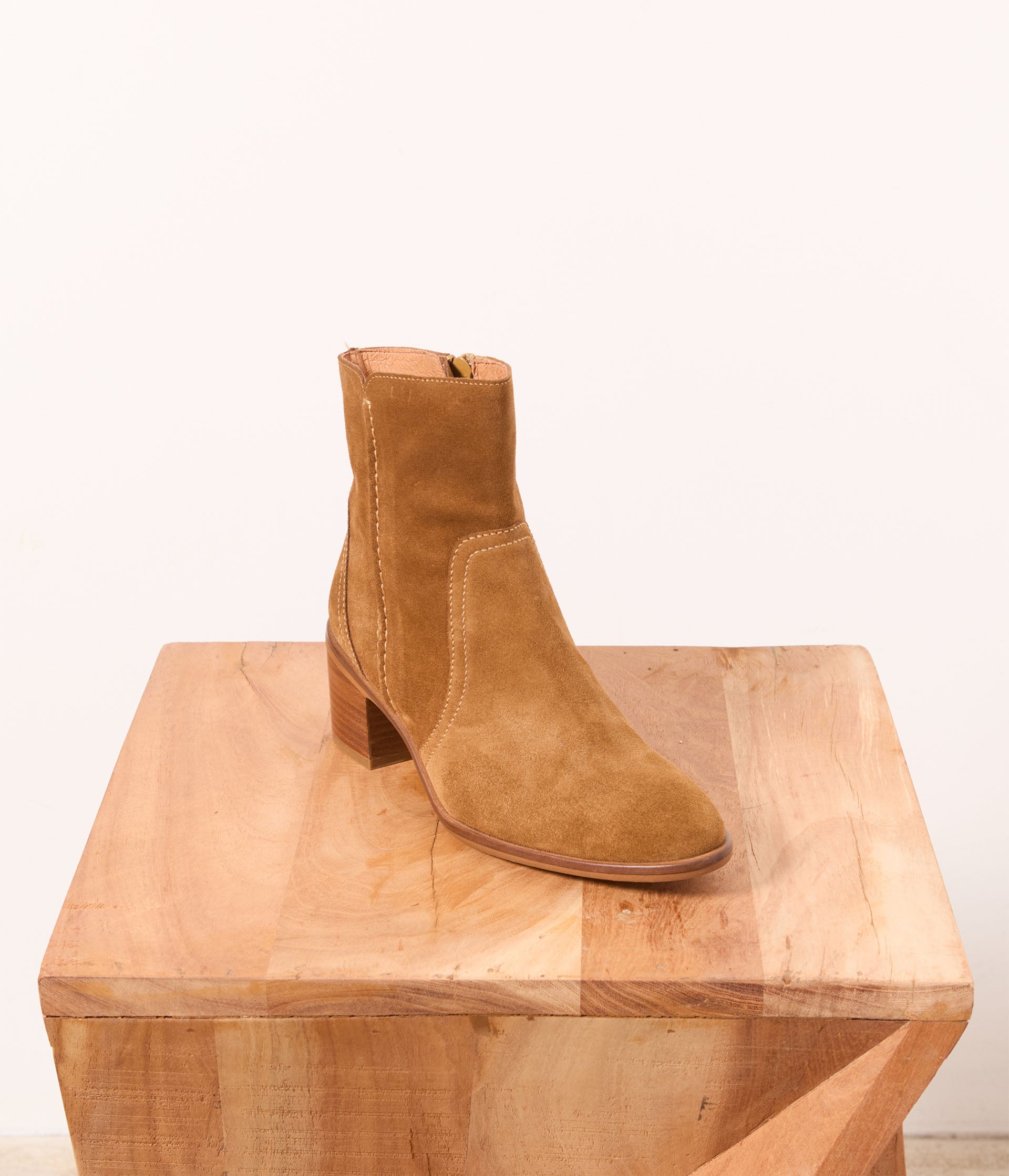 Boots camel velours Sansa