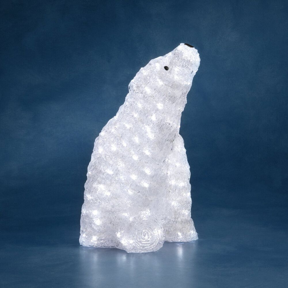 JULEDEKORASJON KONSTSMIDE LED ISBJØRN 46CM HVIT