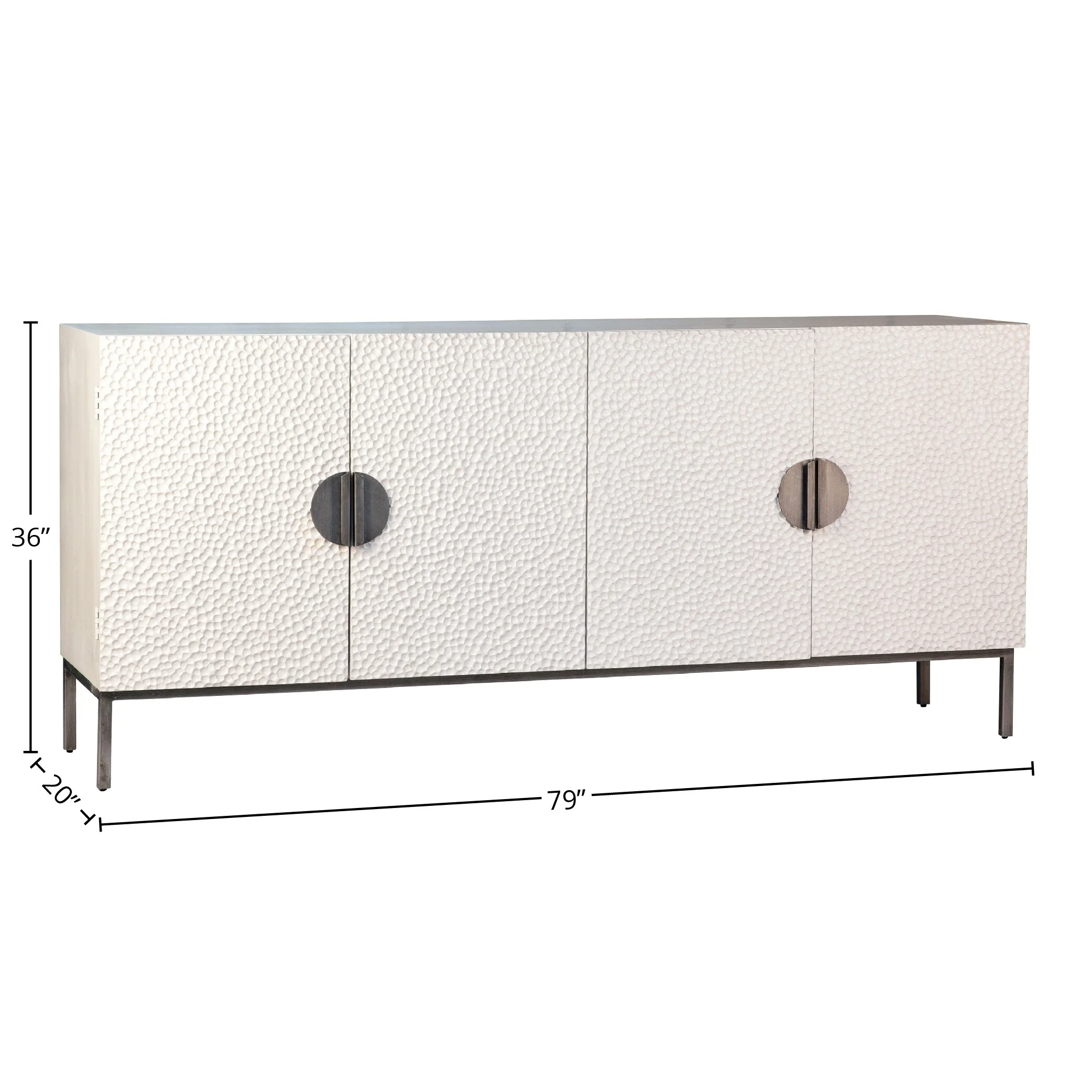 Cordilia 79-inch White Reclaimed Pine and Iron Contemporary 4-Door Sideboard