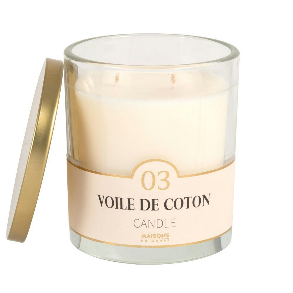 COLORAMA - Bougie parfumée blanche en verre H11, 400g