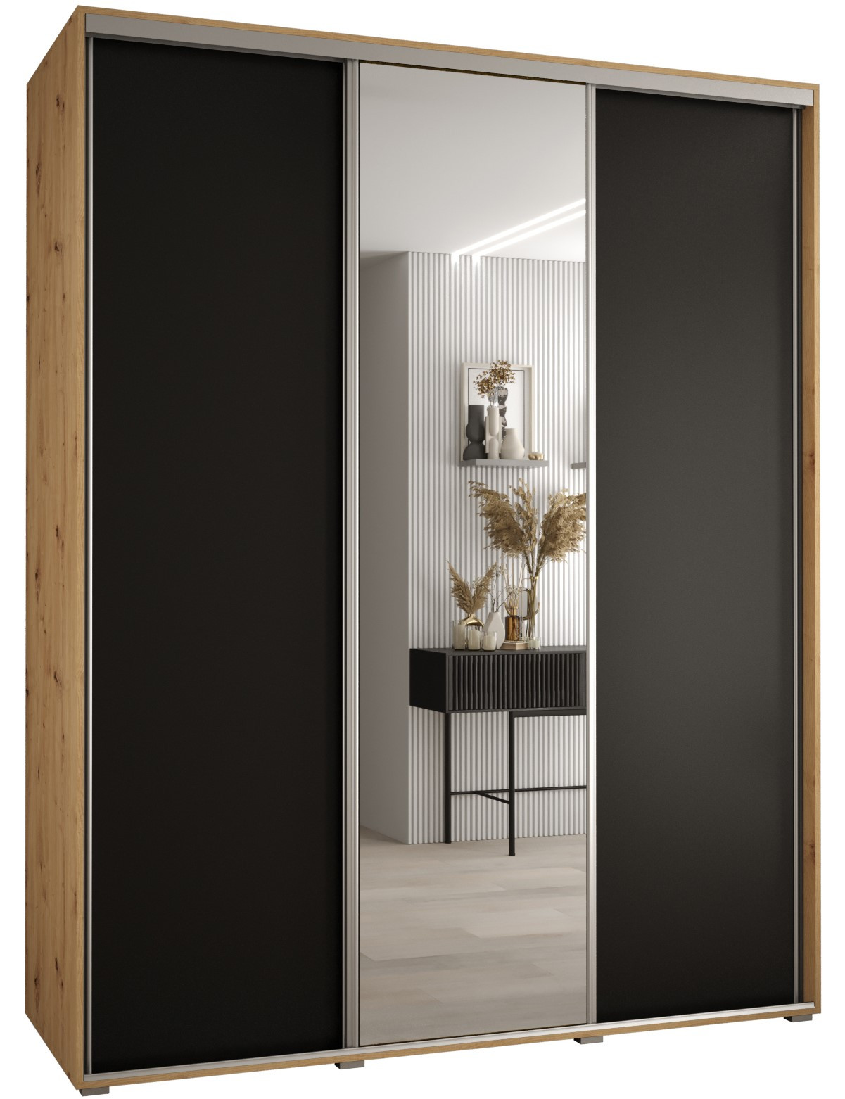 Szafa przesuwna 60 wysoka Davos 3 200 artisan czarny srebrny