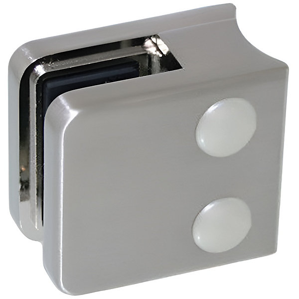 4 x Pince à verre pour tube diam. 42,4 modèle 01 - Ep. verre 6,76 mm - Zamak aspect inox brossé