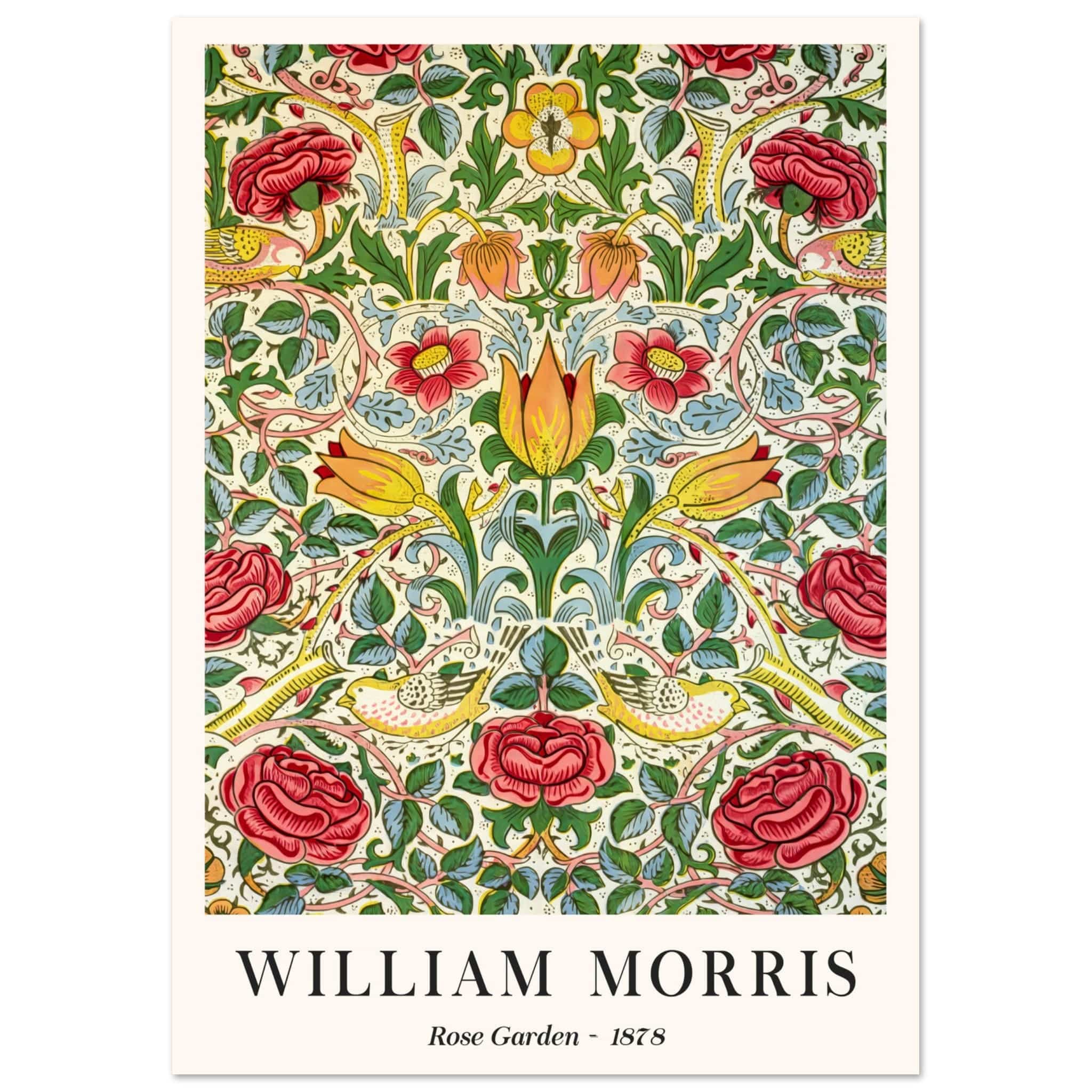 Artfulprints Poster William Morris - Rose garden 1878  - A4 21x29.7 cm - Groen
