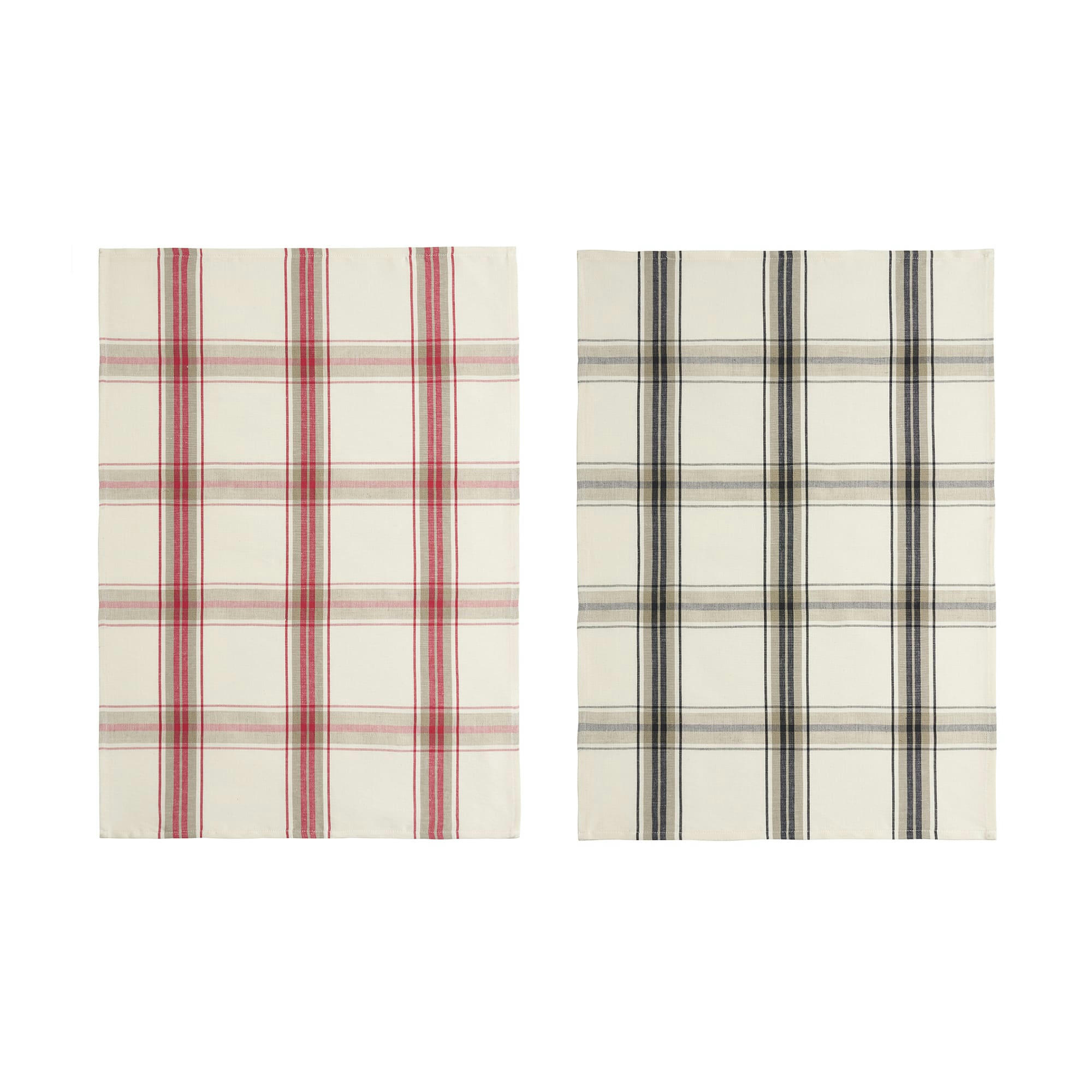 BOCAGE - Lot de 2 torchons en métis rouge et noir 55x75