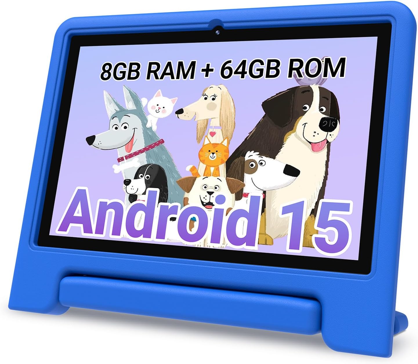 CFVOCUY 2026 Kids Tablet, 10.1 Inch Android 15 Tablet for Kids, 8GB RAM, 64GB ROM(1TB Expand), WiFi 6, Pre-Installed Educational Apps, Parental Control, with EVA Protective Case, Eye Protection