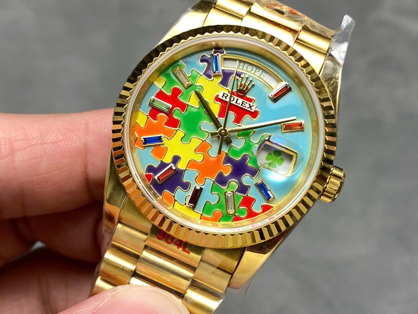 Rolex Day-Date 128238 YG Plated Puzzle Motif Dial 36mm Super Clone