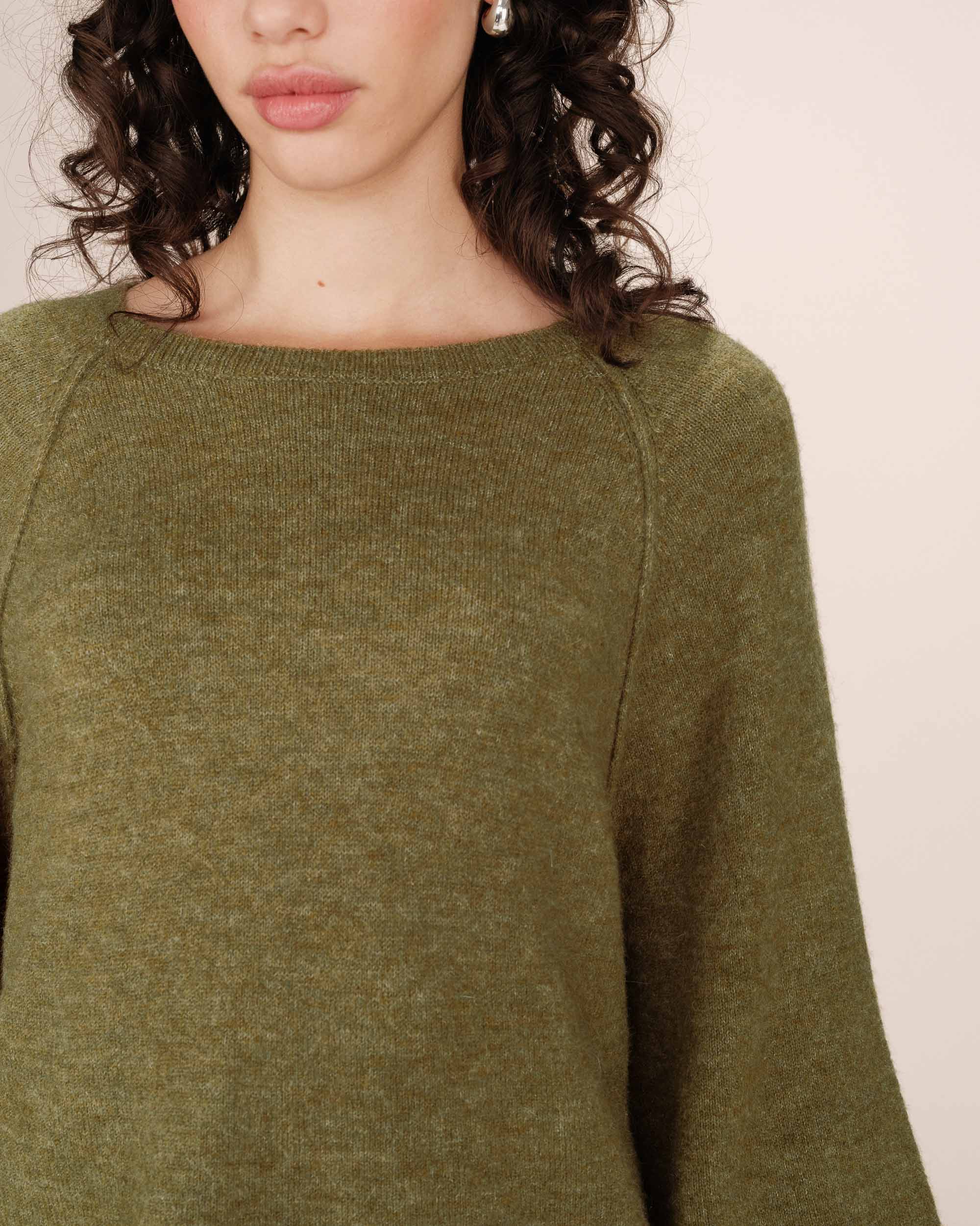 Pull en laine et mohair olive Sam
