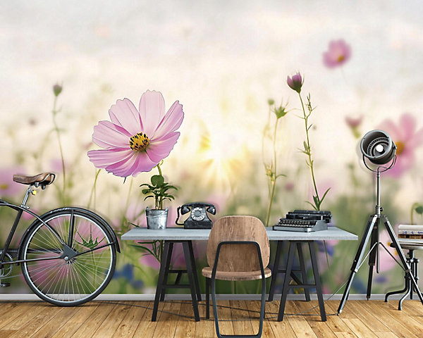 Papier Peint Panoramique Intissé Fleurs Floral Nature 350x250 cm - Colle Inclus - Moderne Papier Peint Intissé Chambre Salon