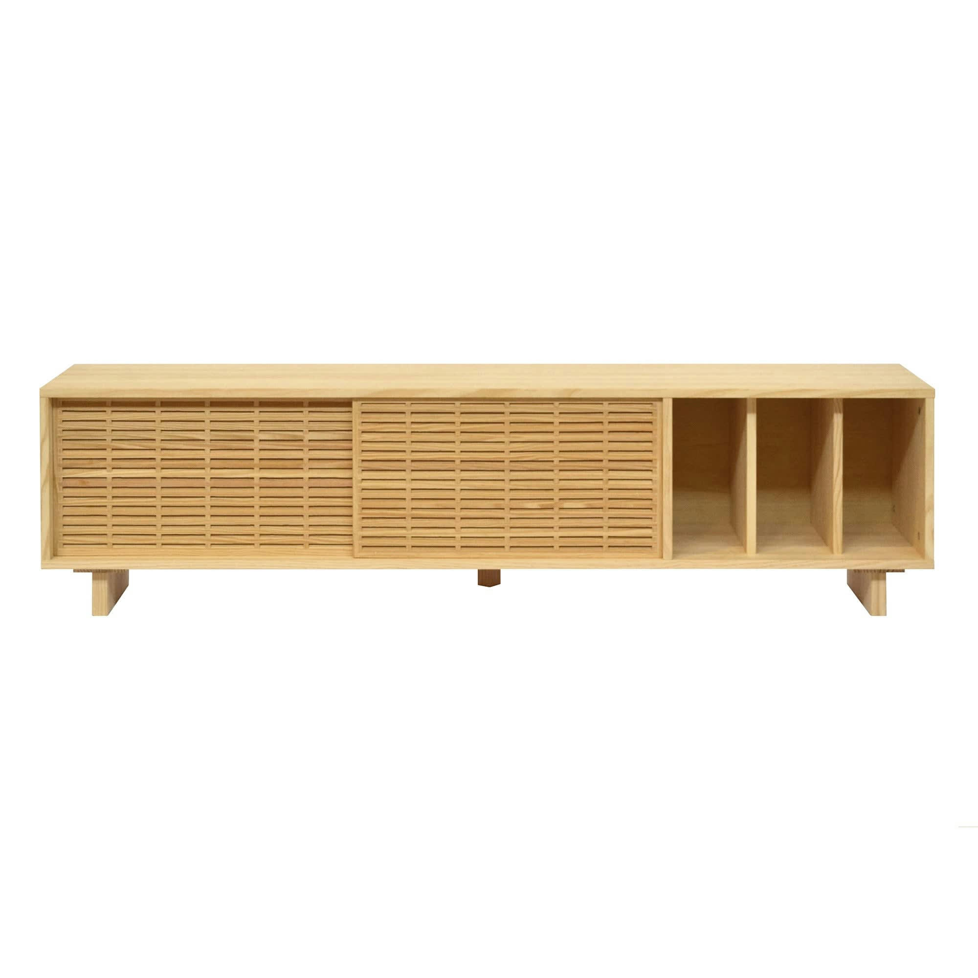 GAVINA - Meuble TV en bois de pin massif naturel - 170 cm