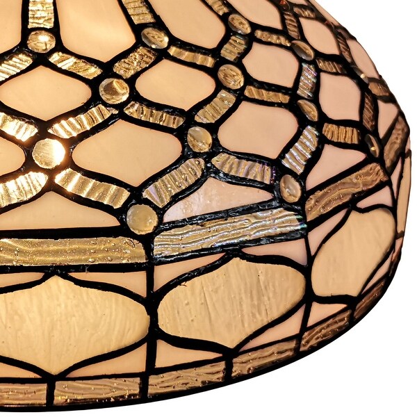 Tiffany Style Hanging Pendant Lamp 18" Wide Stained Glass White Game Living Dining Room Gift AM221HL18B Amora Lighting