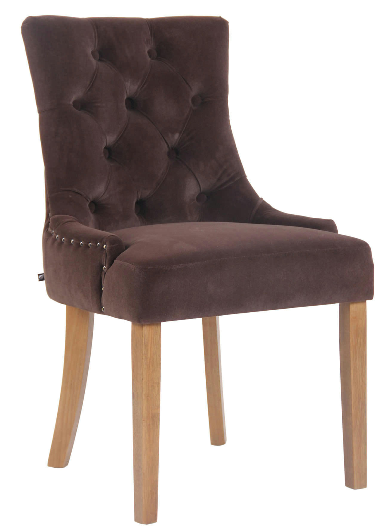 ABERDEEN - Chaise de salle à manger matelassée en velours Marron