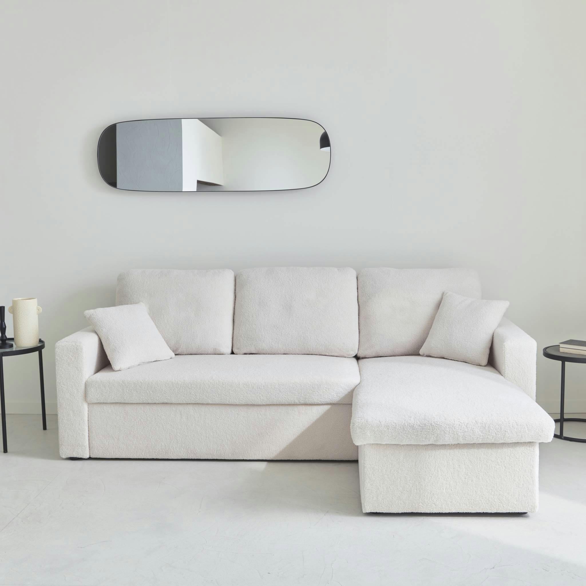 IDA BOUCLETTE - Canapé d'angle convertible bouclettes blanches