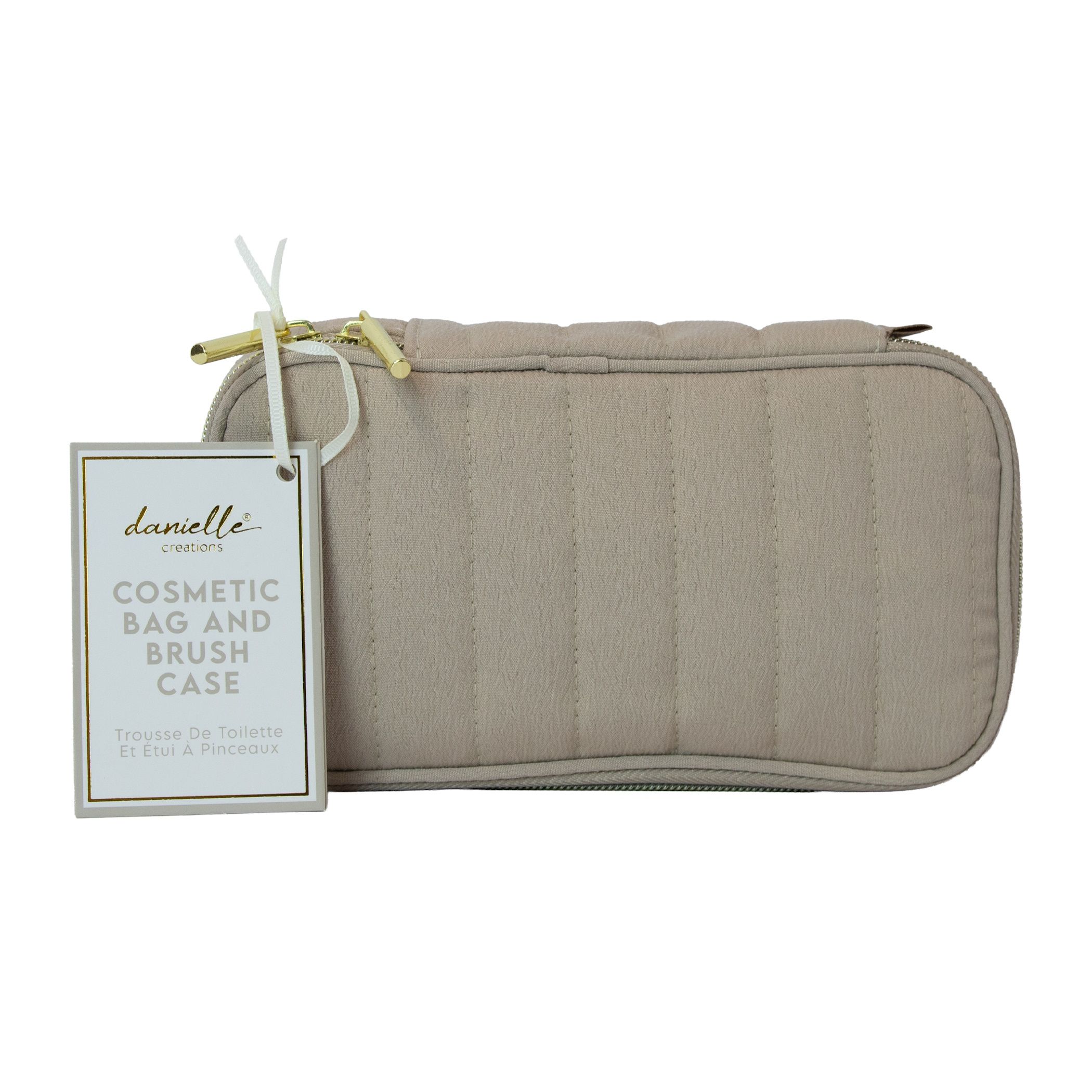 Danielle Creations Beige Slouch Small Cosmetic Make Up & Brush Case