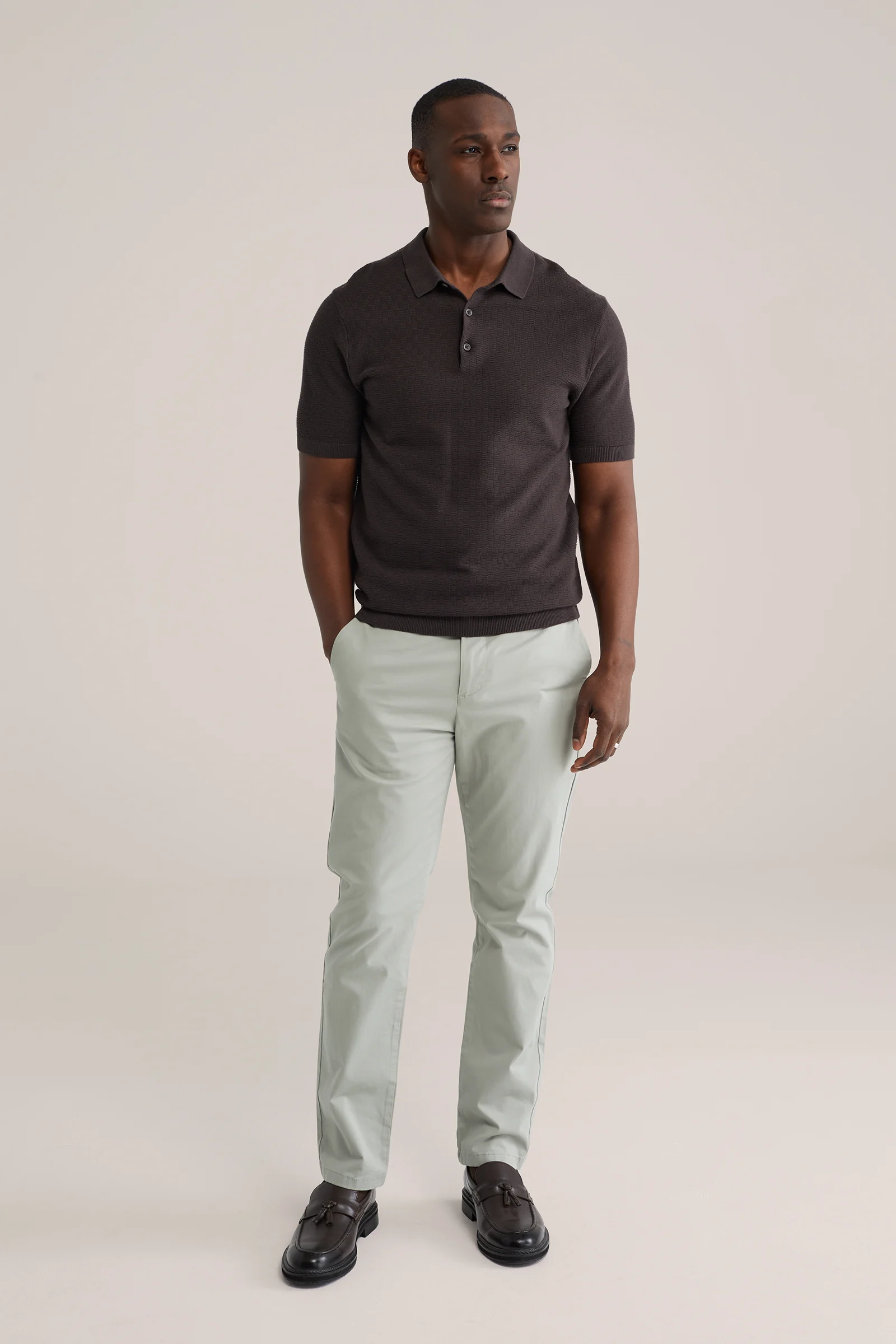 Heren regular fit chino met stretch