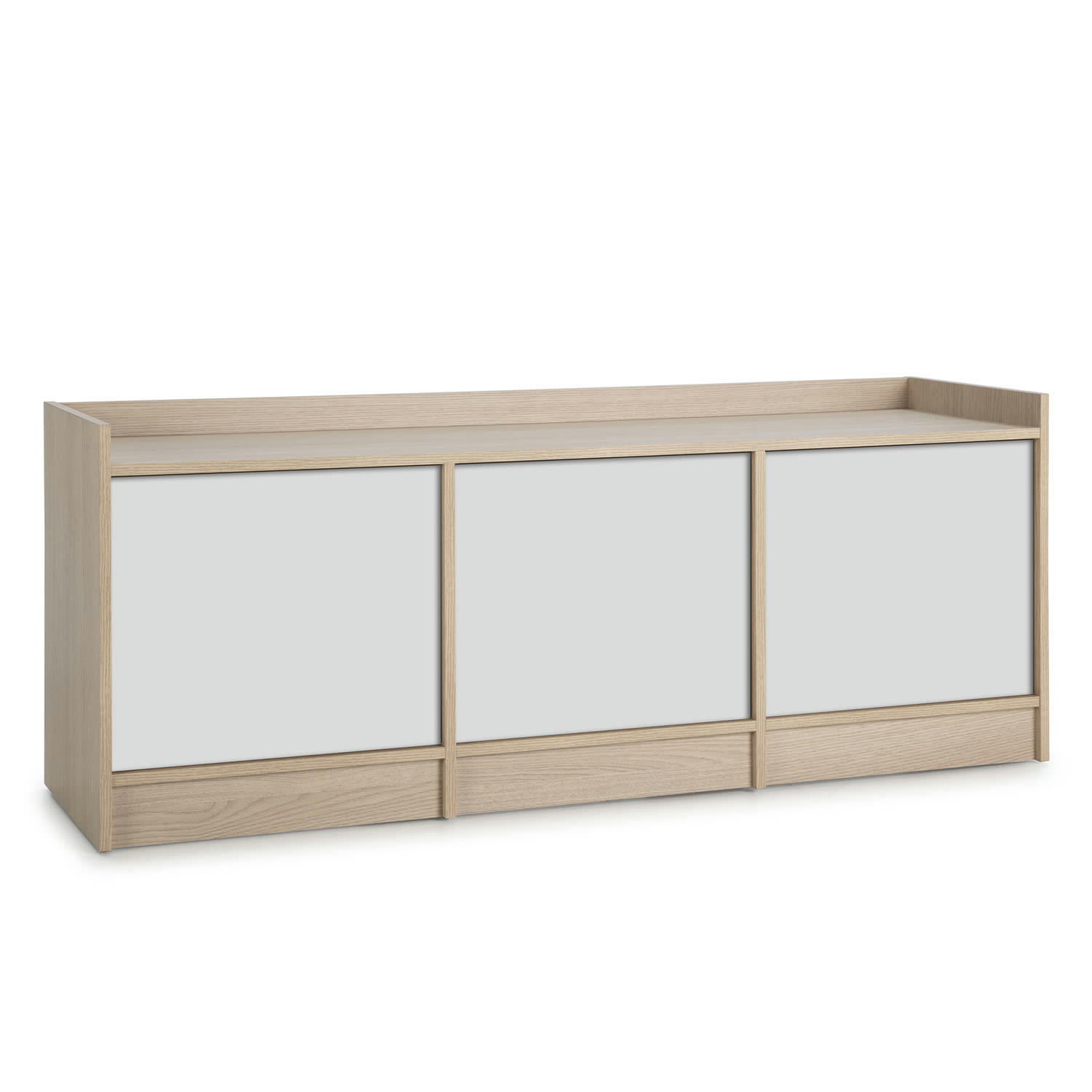 MOSCU - Meuble tv avec 3 portes, couleur chêne/blanc, 139 cm longueur