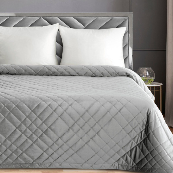 Narzuta szara welur RIA6 200X220 cm hotpress efekt 3D