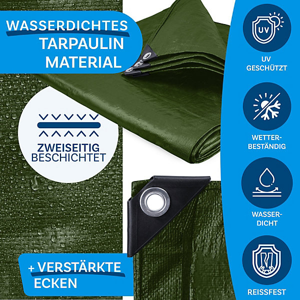 Bâche de protection imperméable 240 g/m², Vert 4 x 6 m