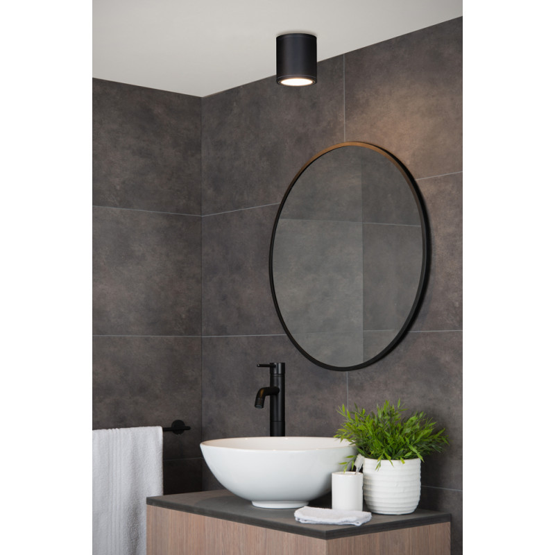 Spot pour salle de bain Aven noir rond GU10 50 W LUCIDE