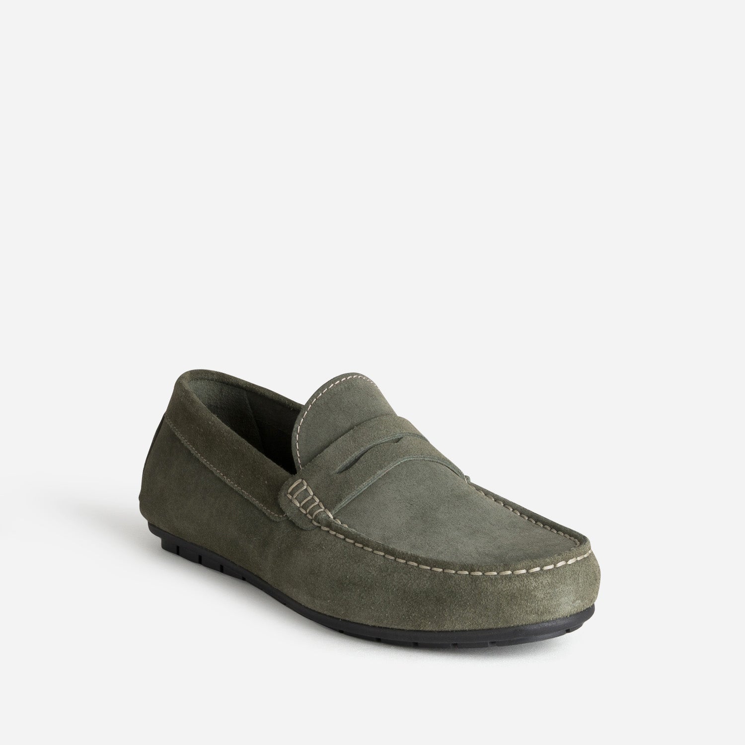 Mocassin kaki cuir velours