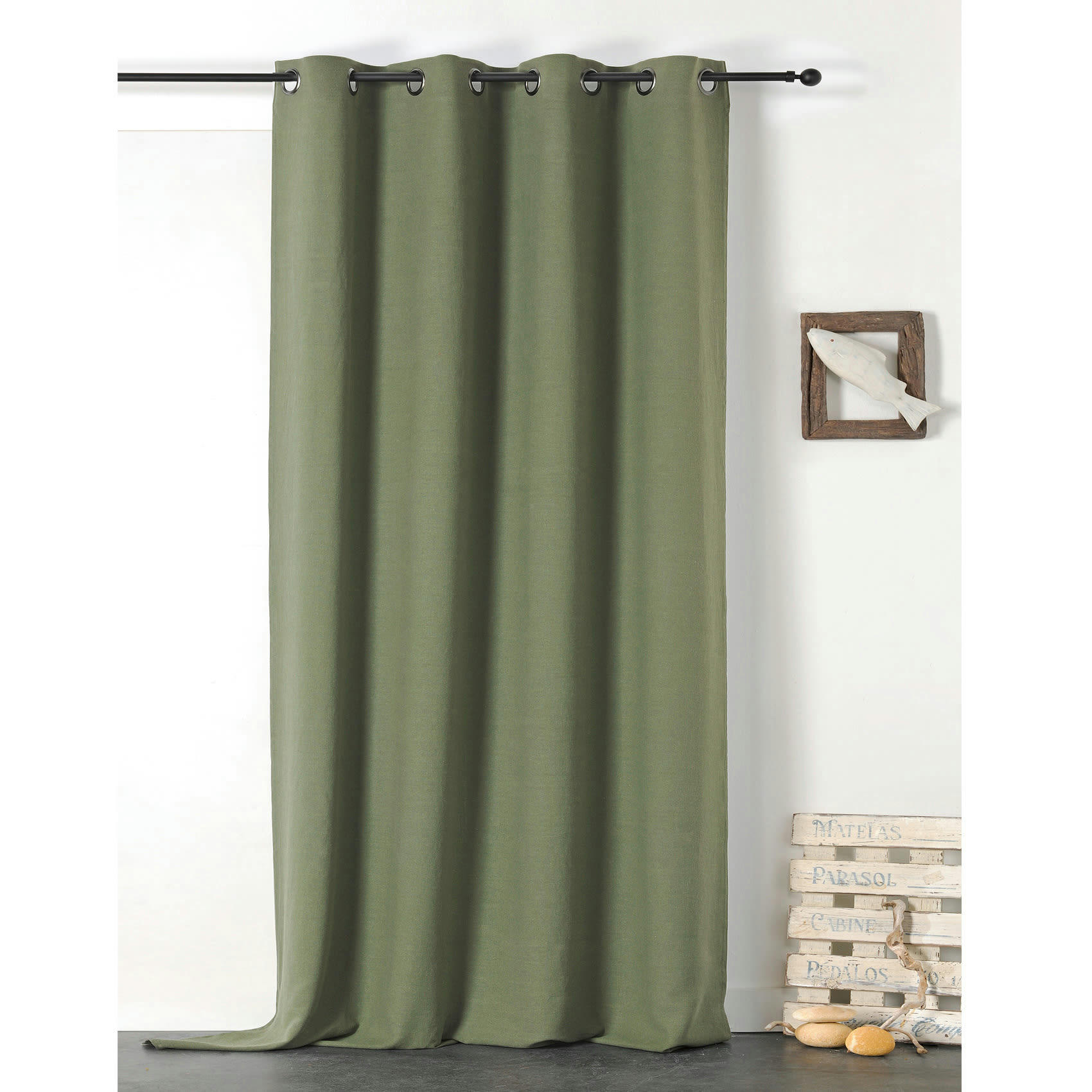 - Rideau en 100% lin libeccio vert 135x255 cm