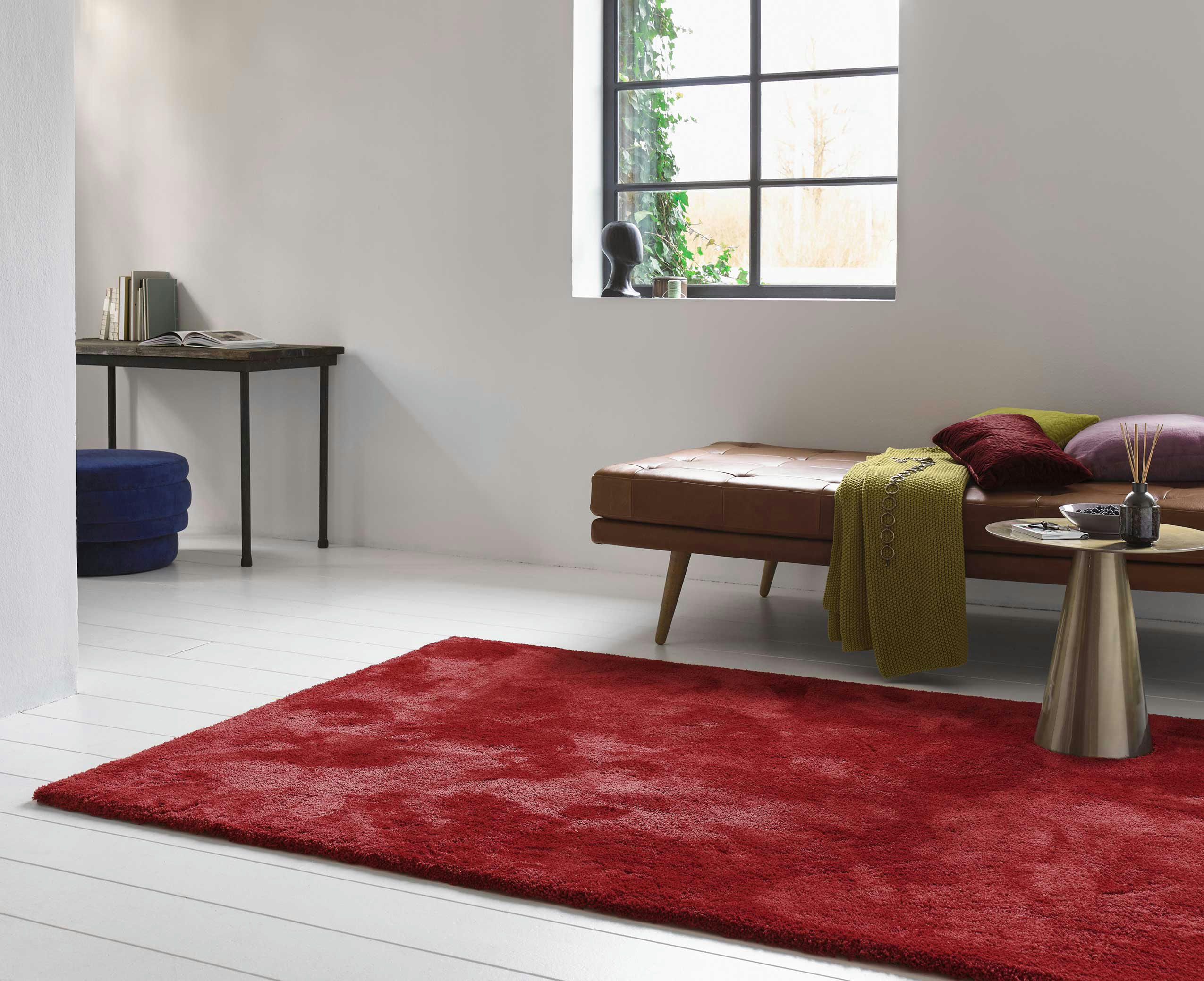 RELAXX - Tapis poils longs tufté doux rouge pourpre 120x170