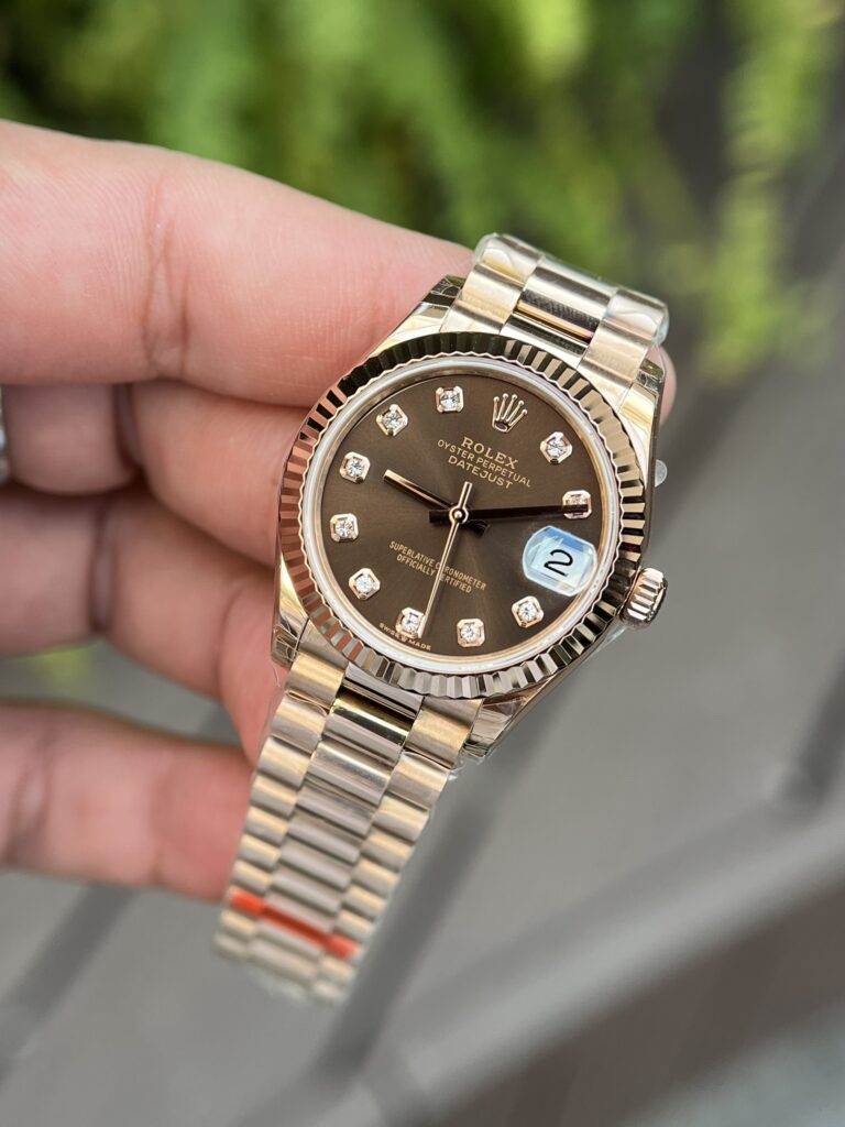Rolex Datejust 278275-0010 RG Plated Chocolate Dial CZ Diamonds 31mm BPF Replica
