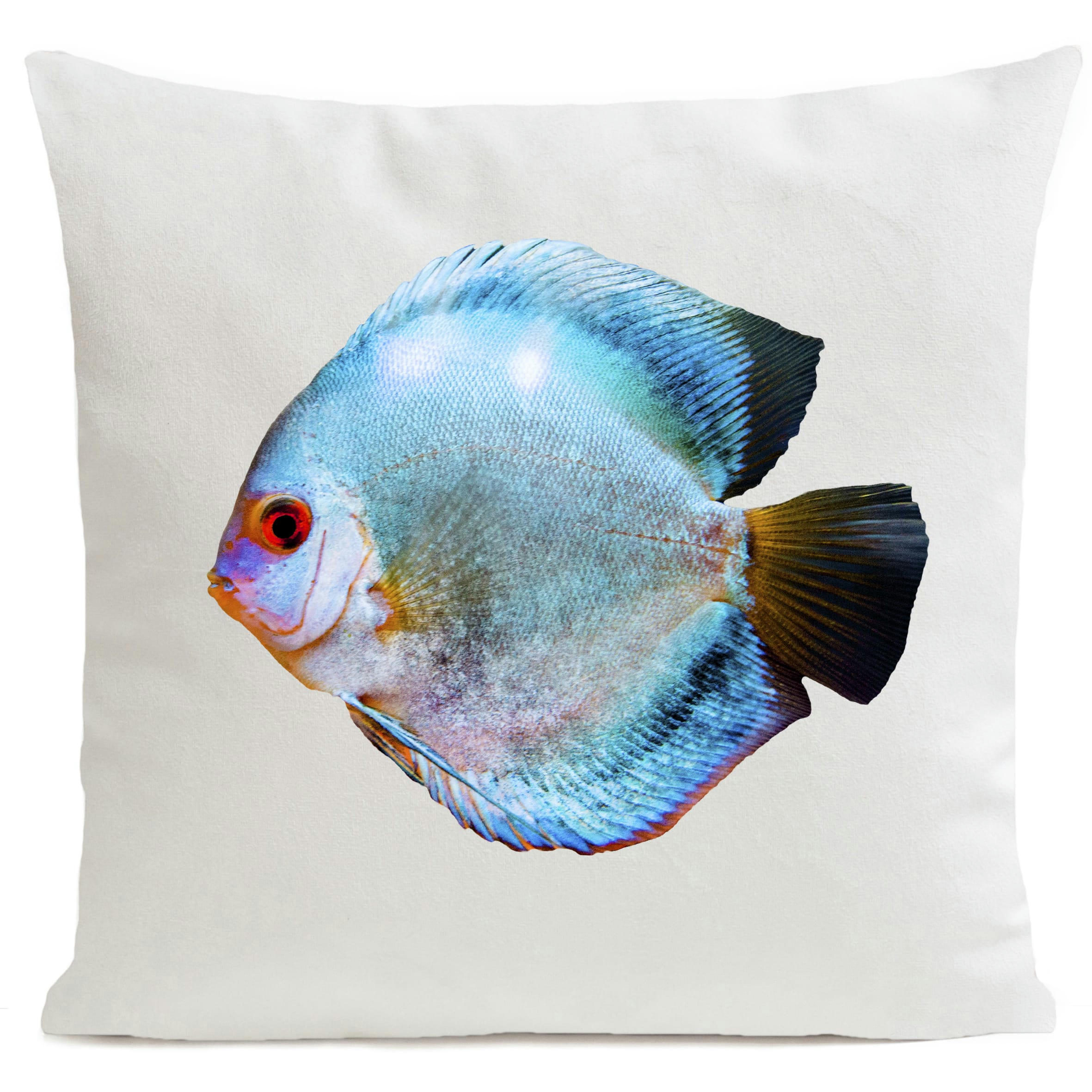 - Coussin bord de mer poisson suédine blanc 40x40cm