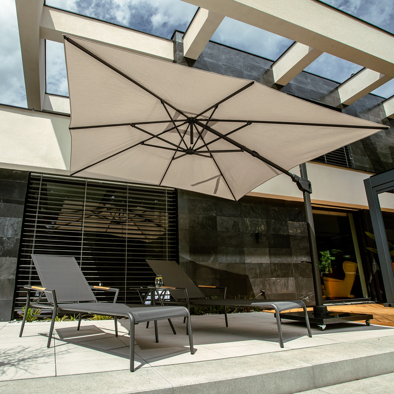 Parasol ogrodowy Horizon Premium 3m x 3m Beżowy