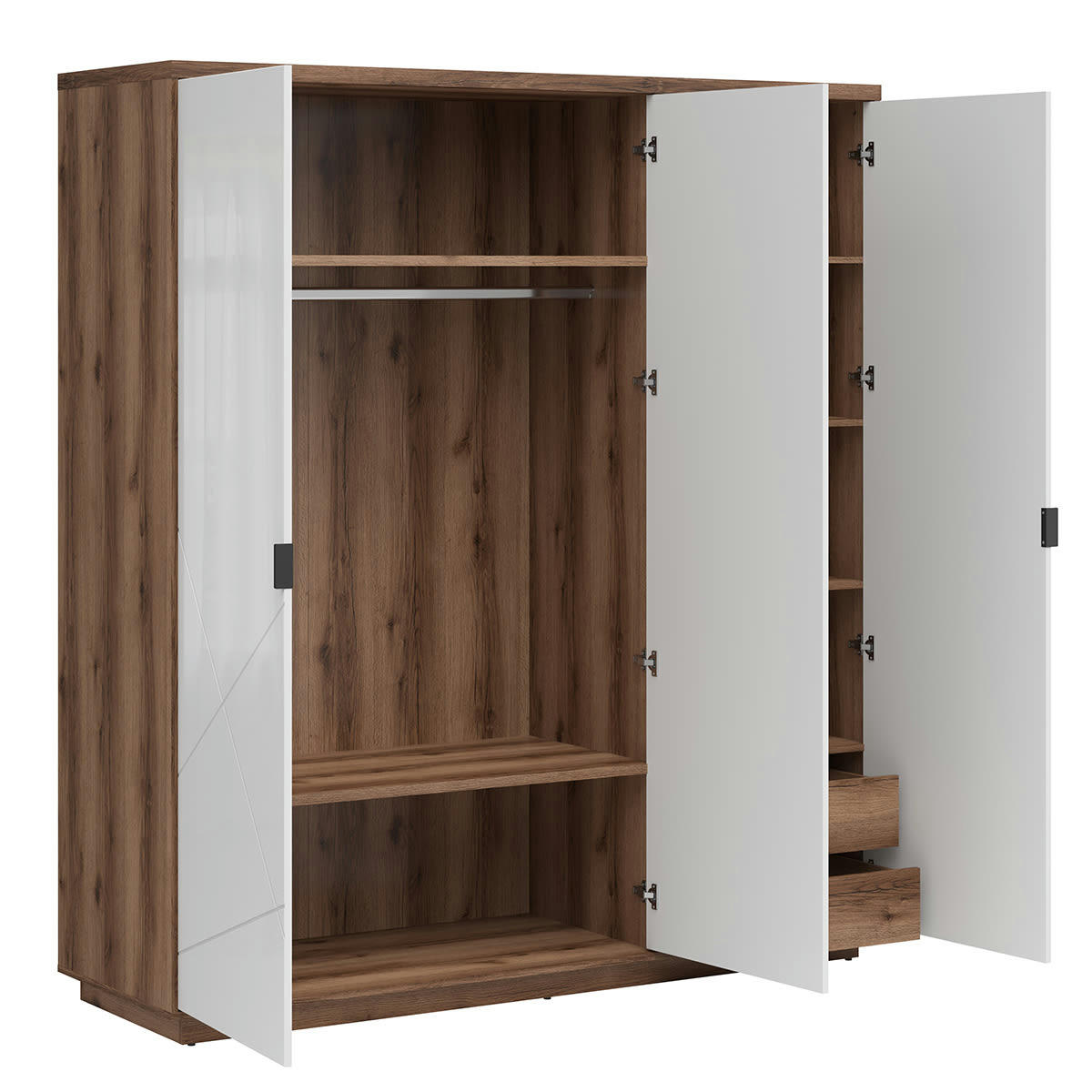 - Armoire 3 portes blanc et naturel