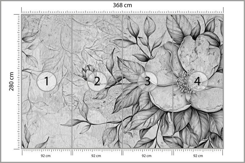 Fototapeta Kwiaty Na Betonie Vintage 368x280cm
