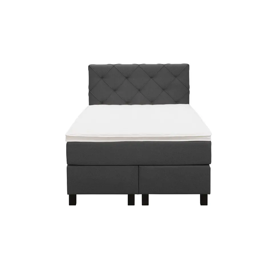 Boxspring Liv geruit - antraciet - 120x200 cm - vierkante poot