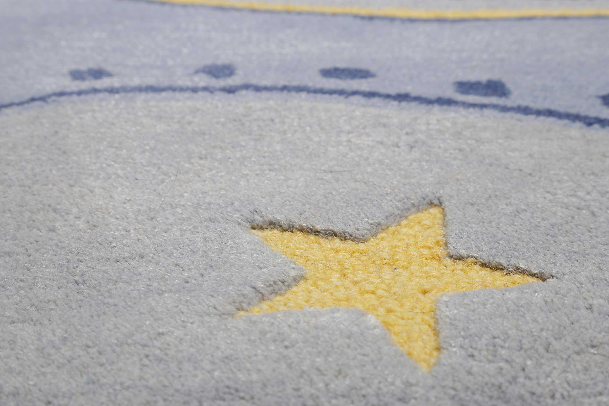 ANTON - Tapis enfant aviateur multicolore pastel 120x120