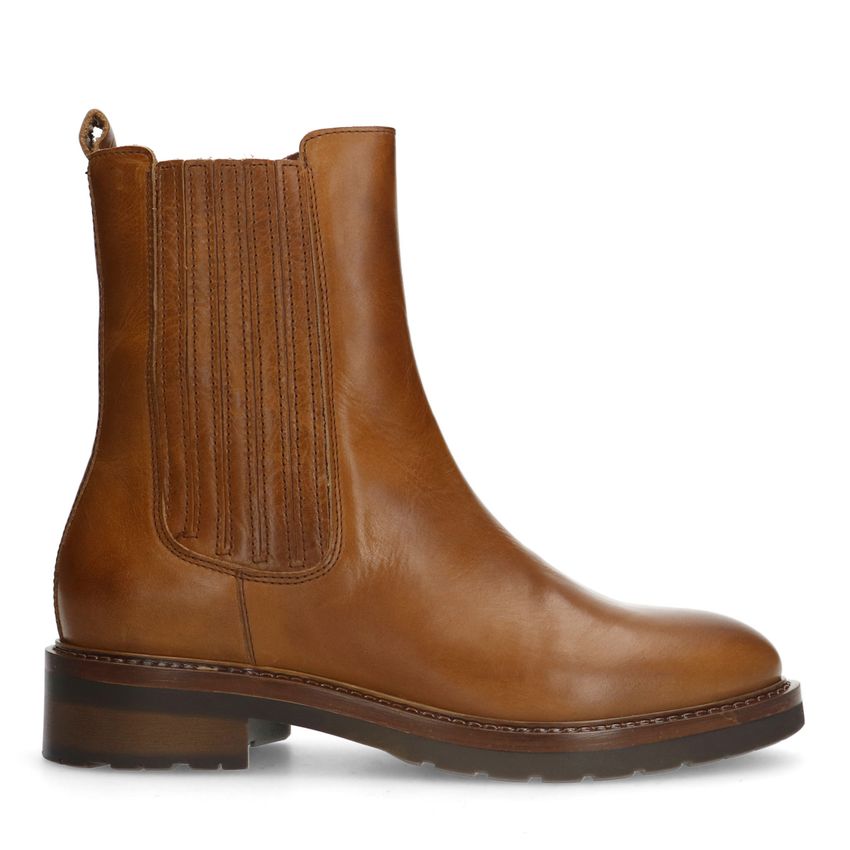Manfield Cognac leren chelsea boots