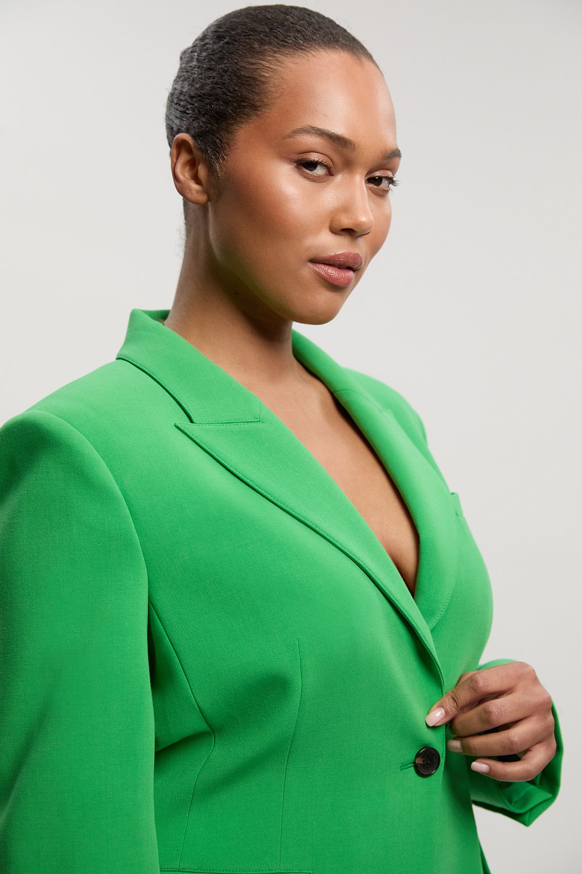 KarenMillen Plus Size Compact Stretch Single Breasted Tailored Blazer