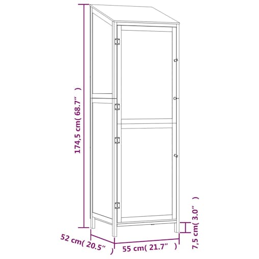 NNEVL Garden Shed 55x52x174.5 cm Solid Wood Fir