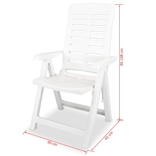 NNEVL Reclining Garden Chairs 4 pcs Plastic White